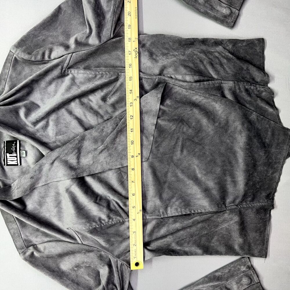 Kut from The Kloth Gray Long Sleeve Open Blazer Sz L Cardigan Whimsygoth - Picture 4 of 15